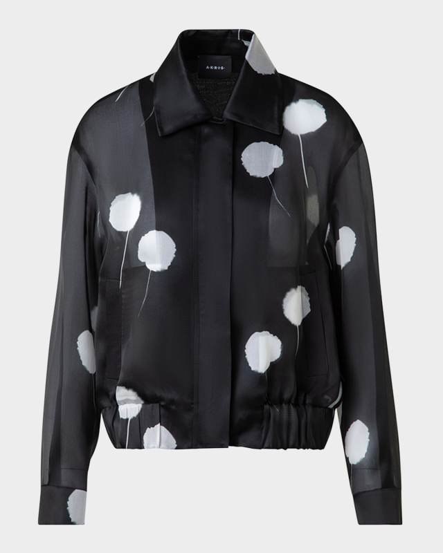 Wanda Windflower-Print Silk Crepe Blouson Jacket